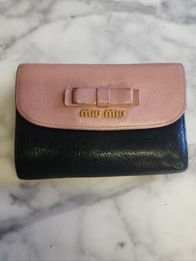 Authentic 2-tone Leather Miu Miu Trifold Wallet